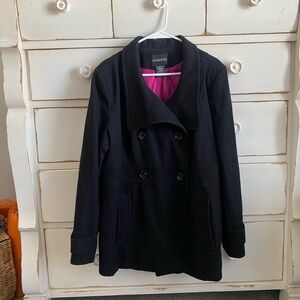 George Elegant Black Coat with Pink Lining